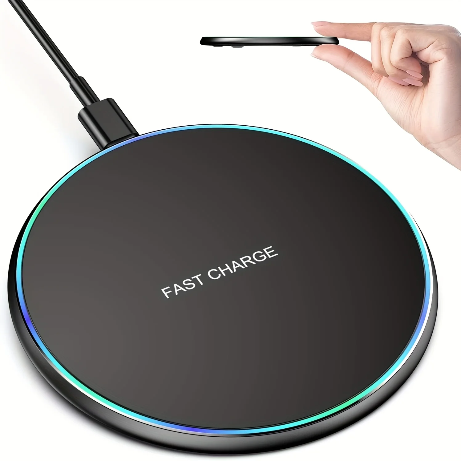 15W Wireless Fast Charger, Wireless Charging Station for iPhone 12 13 14 15 16 Series, Compact Portable, Travel Charger