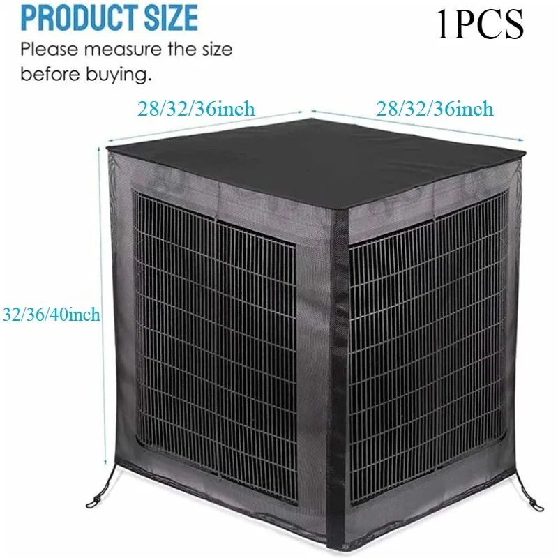 

Сетчатый чехол для кондиционера для наружного центрального блока переменного тока, защитный чехол для кондиционера, полная сетка со съемной водонепроницаемой верхней частью