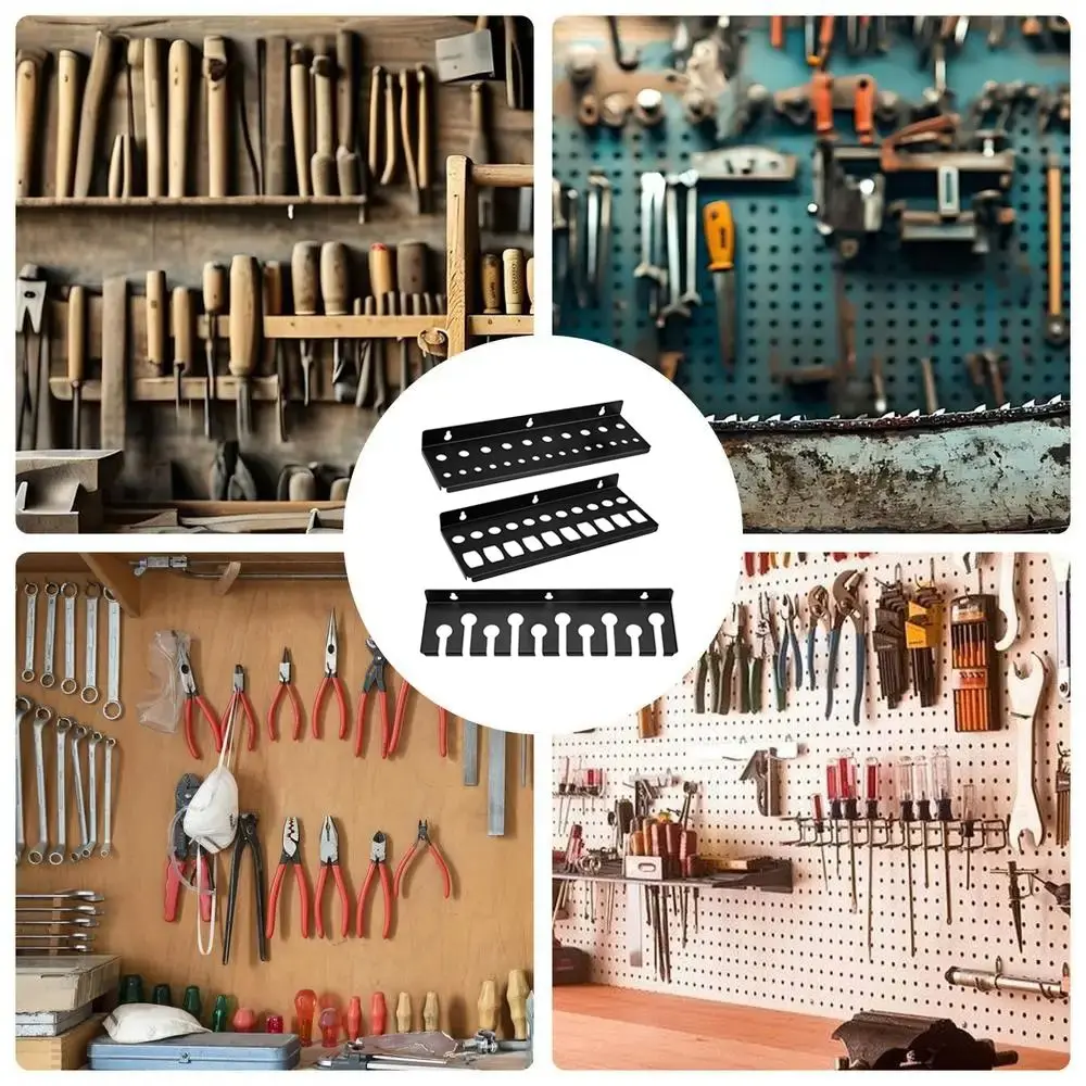 

Wall Mount Hardware Tool Hanger Screwdriver Organizer Space-Saving Wall Tool Organizer Wrench Organizer Black