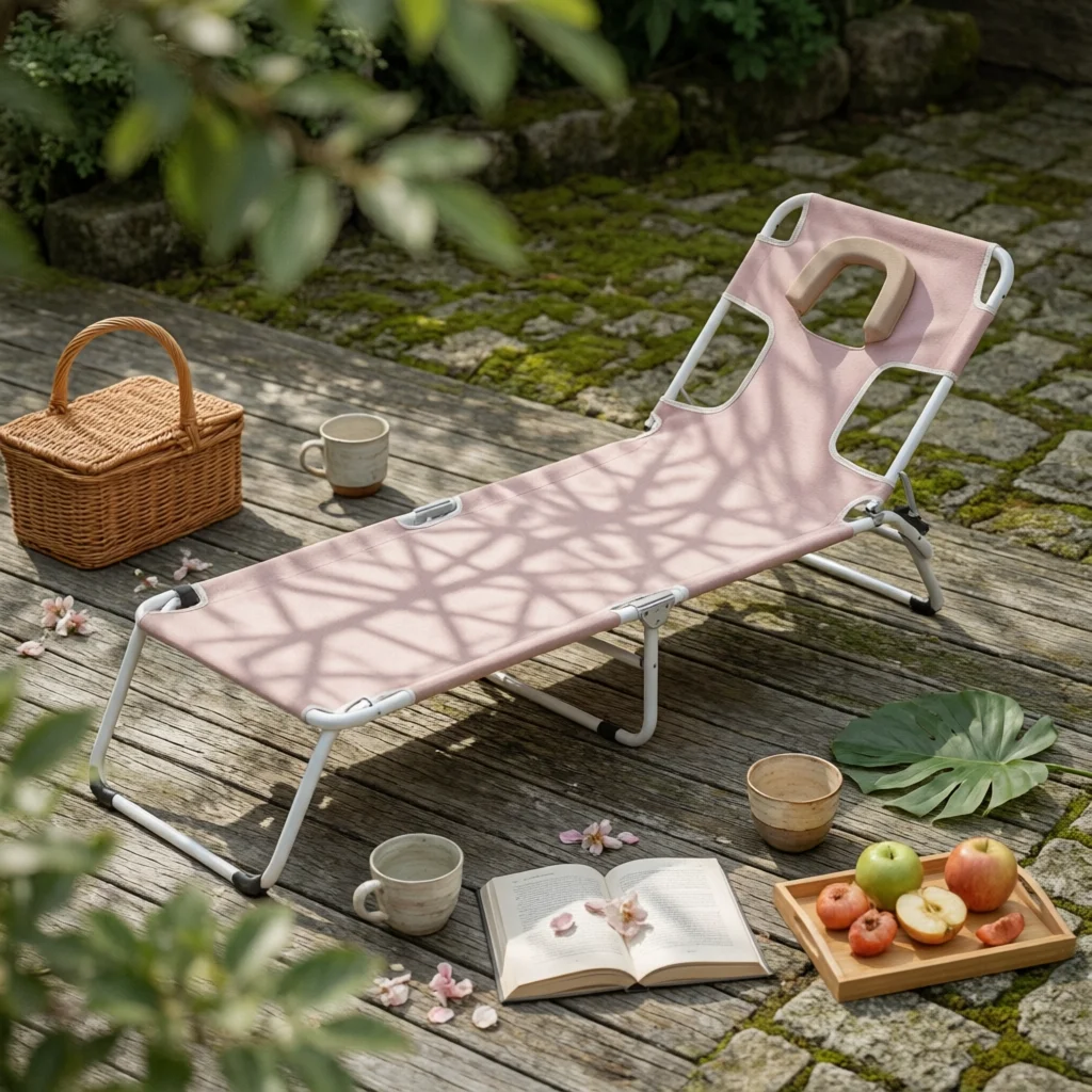 Folding Sunbed Foldable Reclining Chair with Face Hole Reclining Lounger Portable Recliner Heavy Duty for Sunbathers, Poolside