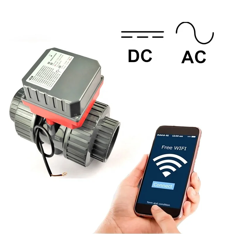 Customized Smart WiFi Mobile Actuator Control Full Port Electric Ball Valve DC and AC Drive PVC Plastic Ball Valve