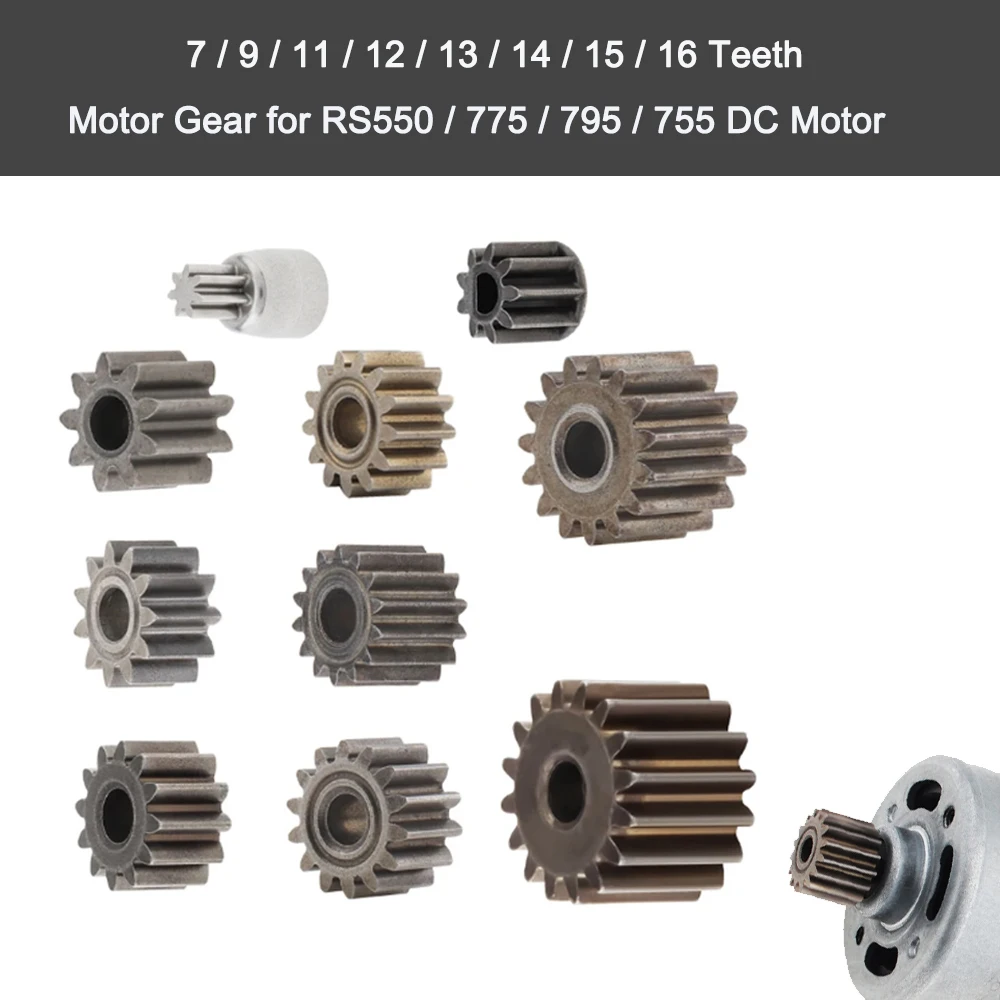Engranaje de Metal de 7/ 9/11/12/13/14/15/16 dientes para Motor de CC RS550/775/795/755, herramienta para el hogar, juguete, 1 ud.