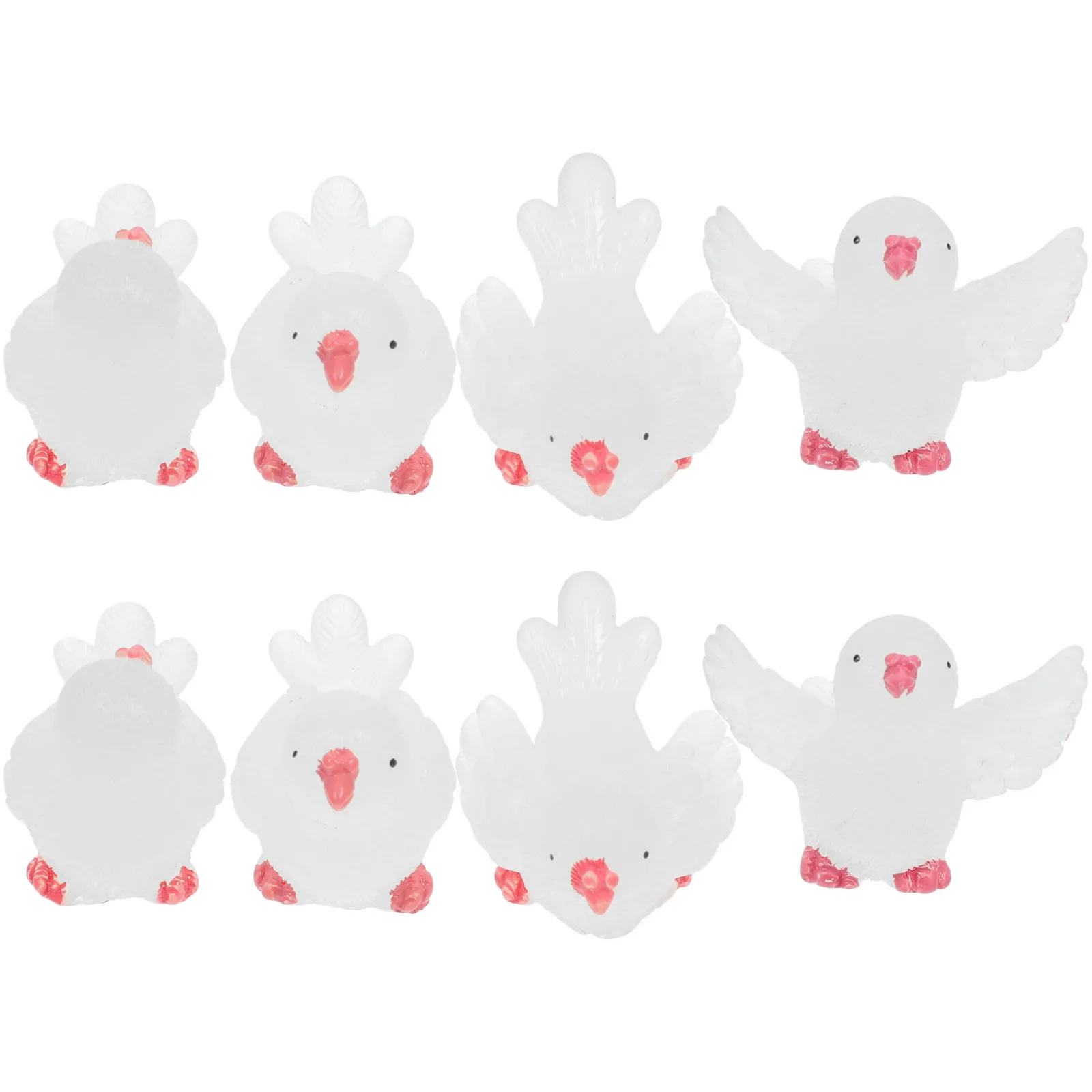 8Pcs Glow in The Dark Mini Dove Statues Resin Nighttime Aquarium Decor Desktop Ornament Home Garden Landscape Decoration