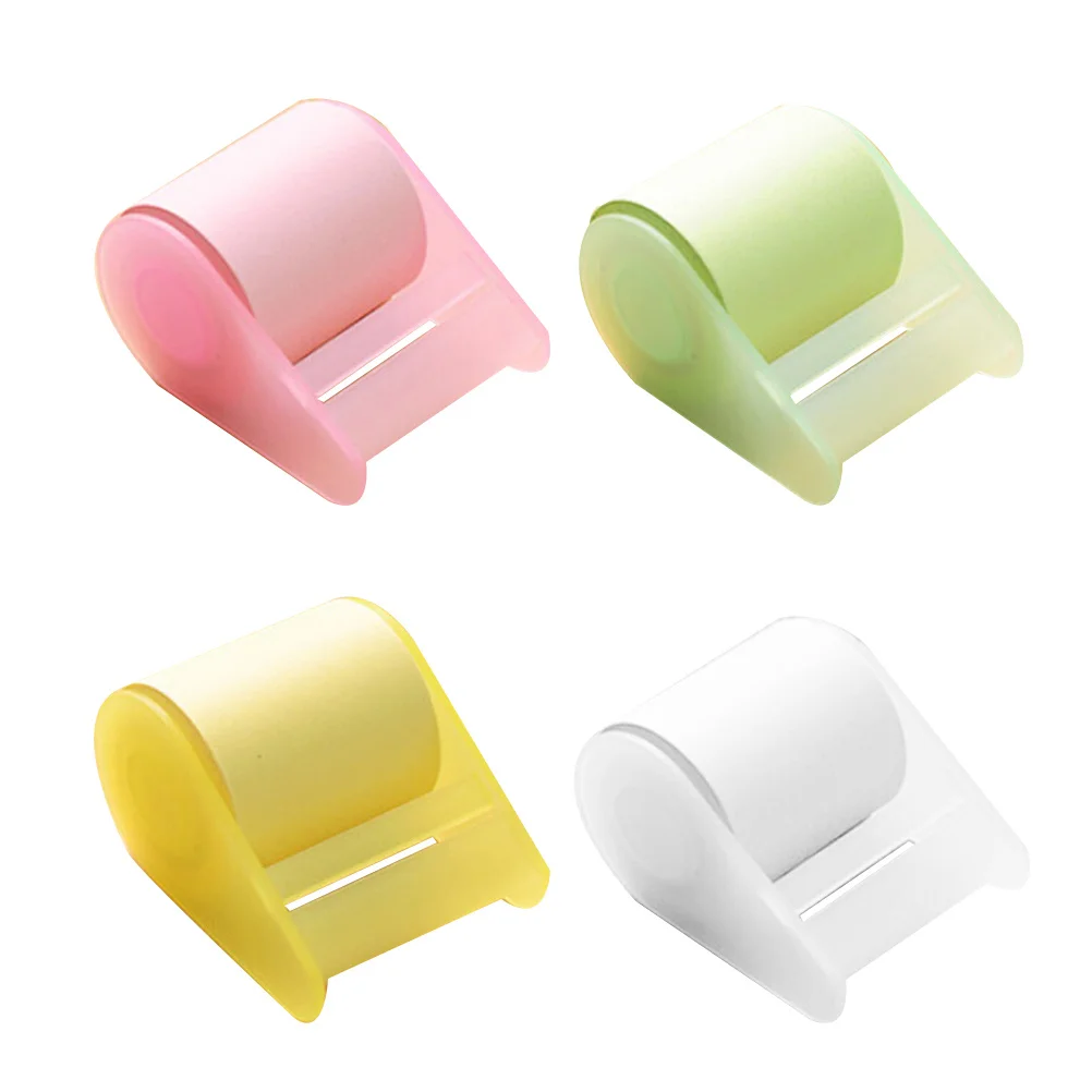 4Pcs Sticky Notepads Roll Super Self-Stick Notes Tape Dispenser Memo Pad Home School Office Removable Cleanly Smooth Surfaces
