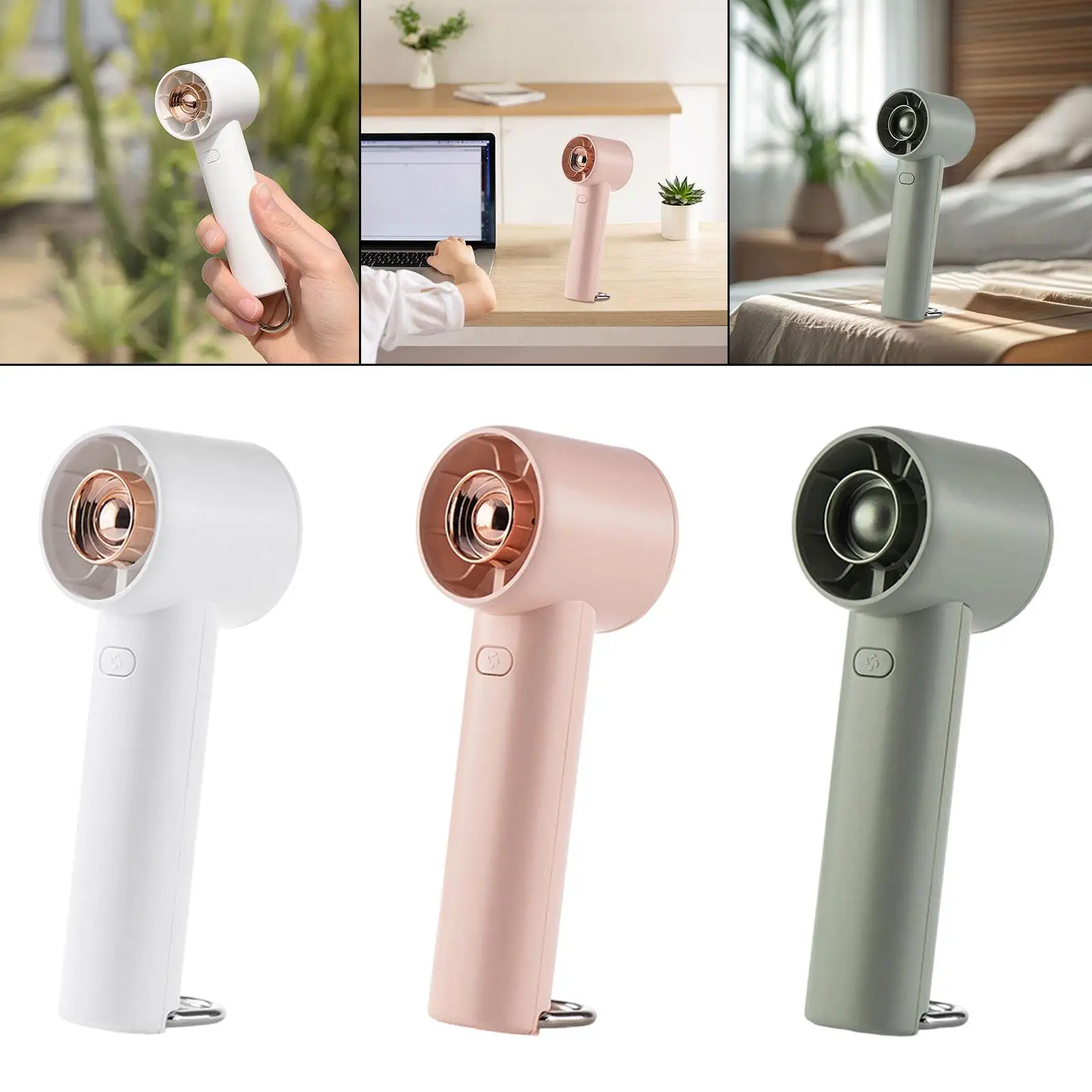 Mały ręczny wentylator z 3 prędkościami USB do ładowania osobistego wentylatora do sportów na świeżym powietrzu, kompaktowy uchwyt antypoślizgowy o długości 5.3 cali