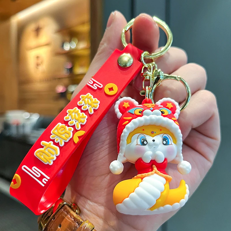 Creative Cute Spring Festival Snake Keychain Lucky Wealth New Year Pendant Chinese Style Snake Key Ring Bag Decoration Gifts