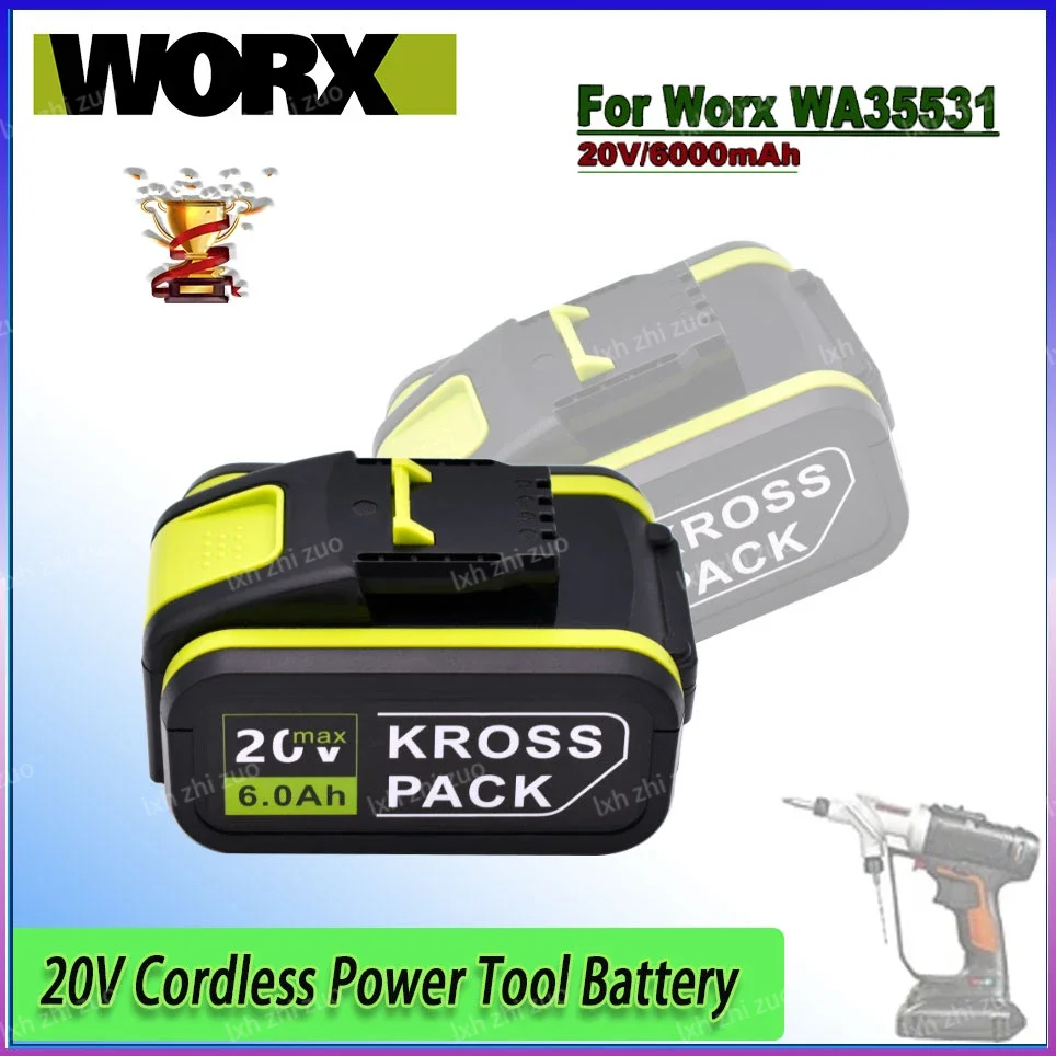 

Original For Worx 20V 6000mah Battery Li-ion Battery WA3553 WA3551 WX176 WA3572 WA3553 WX390 WA3551 WX178 WU268 Drill Battery