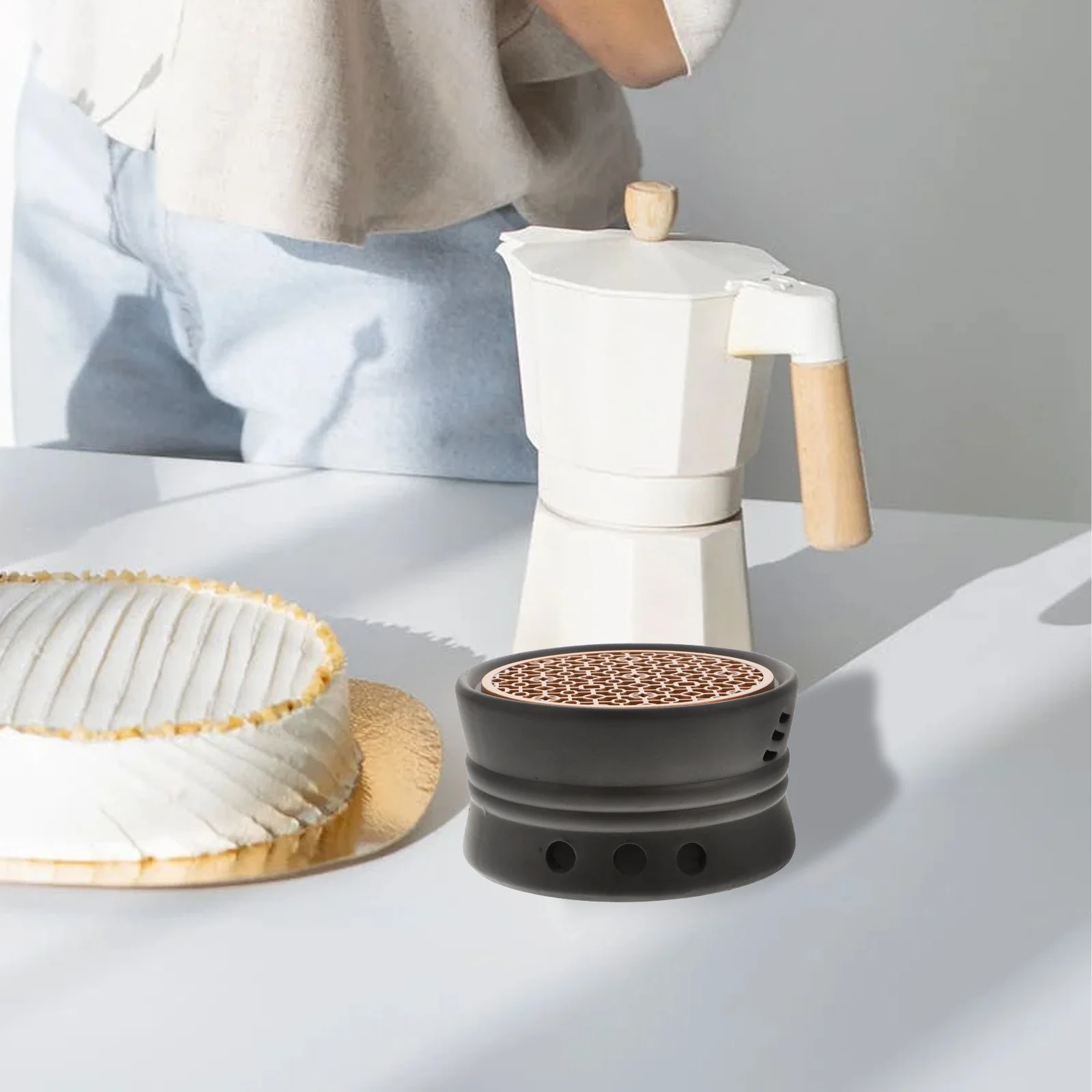 

1pc Ceramic Teapot Warmer Black Japanese Style Heater Retro Tea Stove Stand Tea Heating Tool For Teaware Accessory