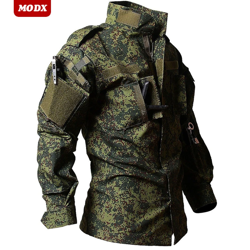 Russian Little Green Special Forces Camouflage Set Wear Resistant Protective Work Clothes Outdoor Training Battle 2-piece Set