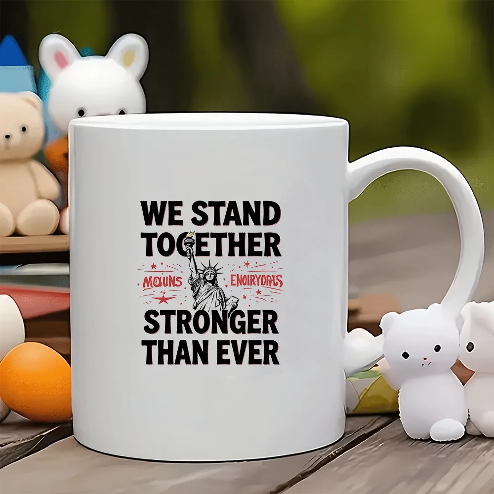 Tasse à café drapeau américain de 11 oz, WE STAND TOGETHER, Statue de la liberté, unité et force, cadeau de noël pour le bureau familial