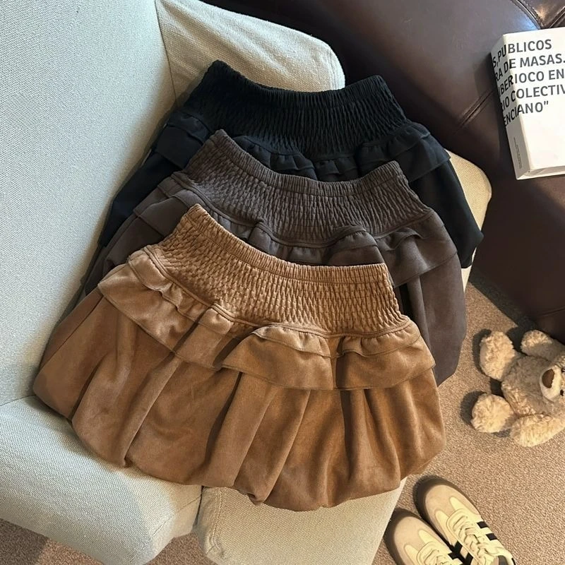 

Deeptown Vintage Mini Skirts Women Harajuku Sweet Korean Style Short Skirts Kawaii Retro Fashion Autumn Winter Ruffle Skirt