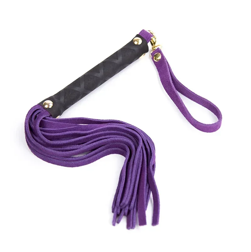 Flirtende Peitsche Slap Spanking Exotisches Zubehör mit Quaste Echtes Leder Spiel für Erwachsene Fabrik Direktverkauf Sexy Bondage Flogger