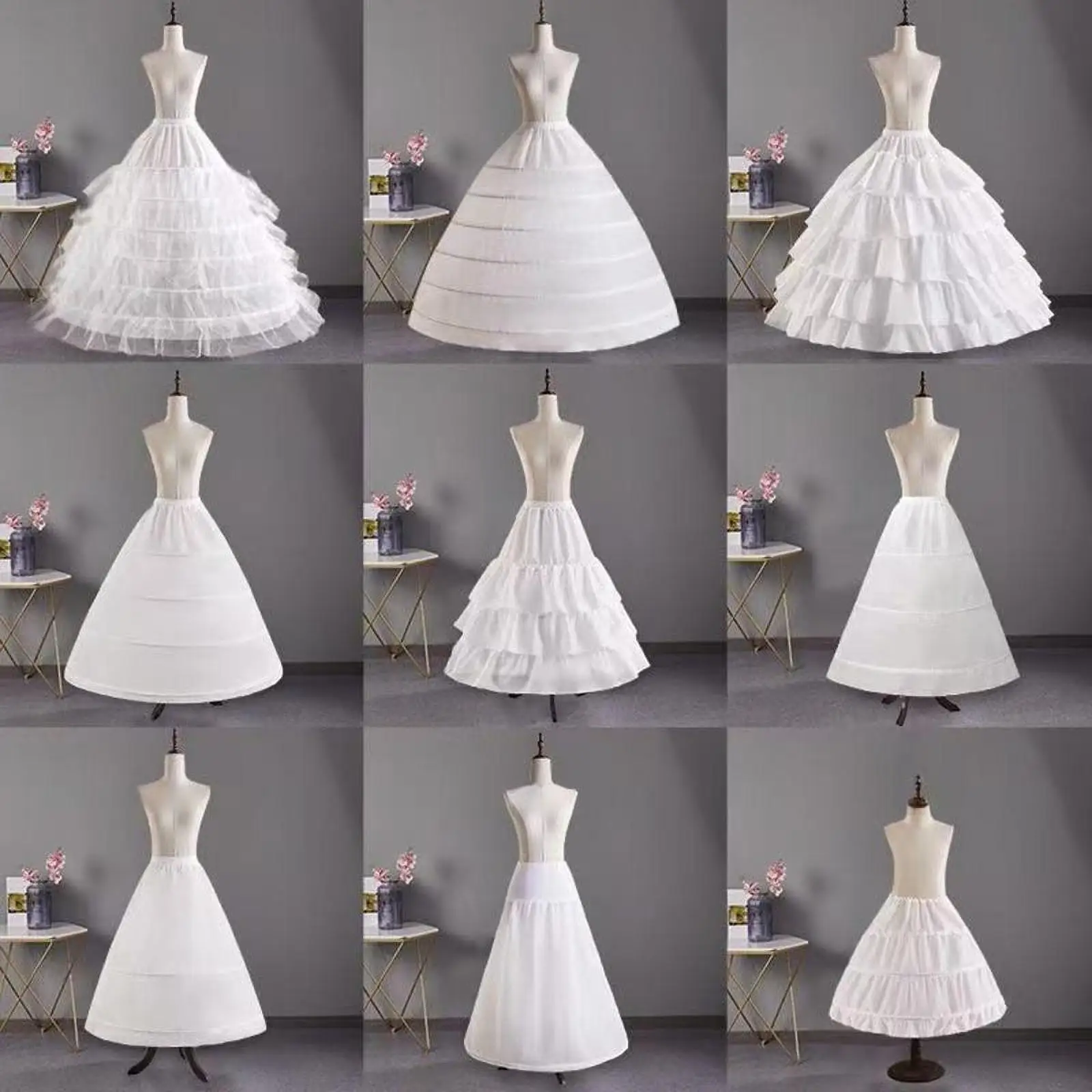 Costume Tutu Tulle Skirt Adjustable Hoop Petticoat for Prom Dress Bridal Wedding and Party Outfit