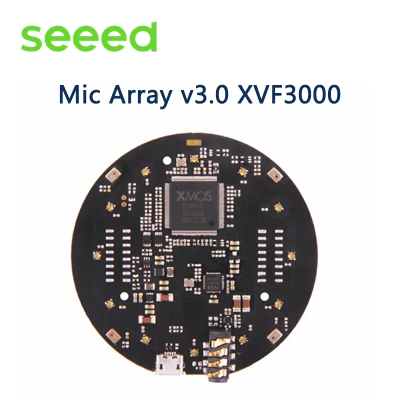 Seeed ReSpeaker Series Mic Array V3.0/USB Mic Array XVF3000 AI-powered XMOS XVF3800 ESP32S3/Case Opsional, 4-Mic Array ClearVoice