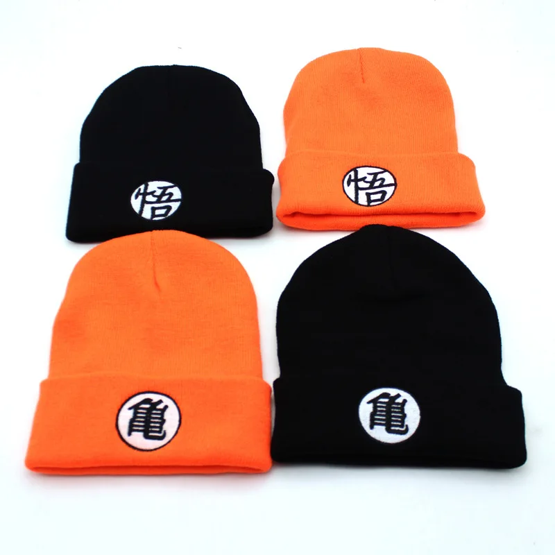 Anime Son Goku Kakarotto Cosplay Hat Adult and children\'s autumn and winter warm knitted hats Embroidered Pullover Hat