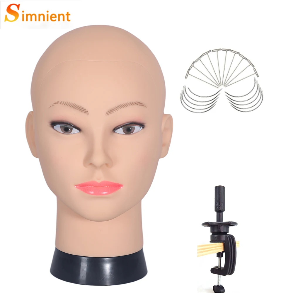 

2026 New Mannequin Head With Wig Stand Clamp For Makeup Practice Cosmetology Manikin Bald Head For Wig Hat Display