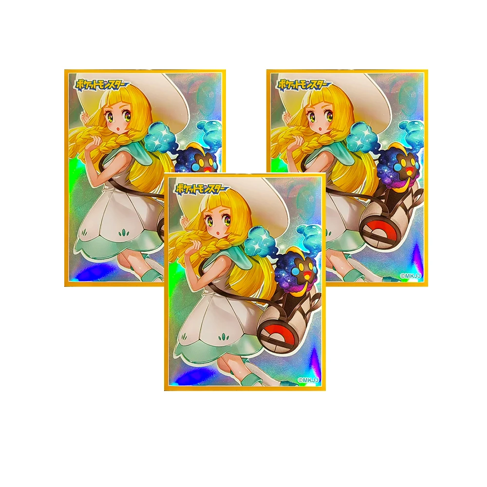 60PCS Cute Foil Lillie Card Sleeves Anime Girl Trading Card Protector Holographic Cards Shield Outer Cover 67x92mm For the fans