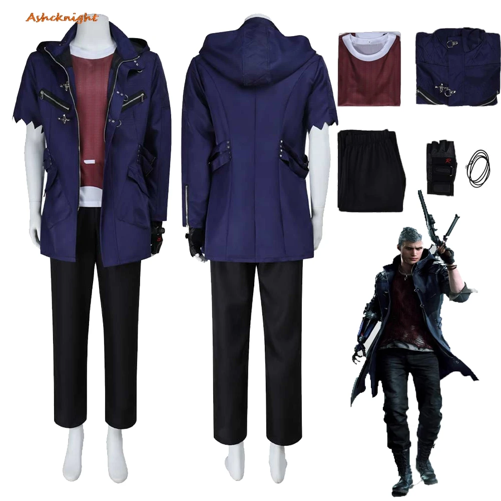 

Game DMC 5 Cosplay Nero Top Pants Clothes For Men Adult Party Disguise Roleplay Male Halloween Costume Carnival Outfits Suit