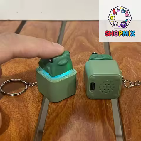 Funny Frog Duck Keychain Rechargeable Keyboard Clicker Sound Keyring With LED Light For Stress Relief