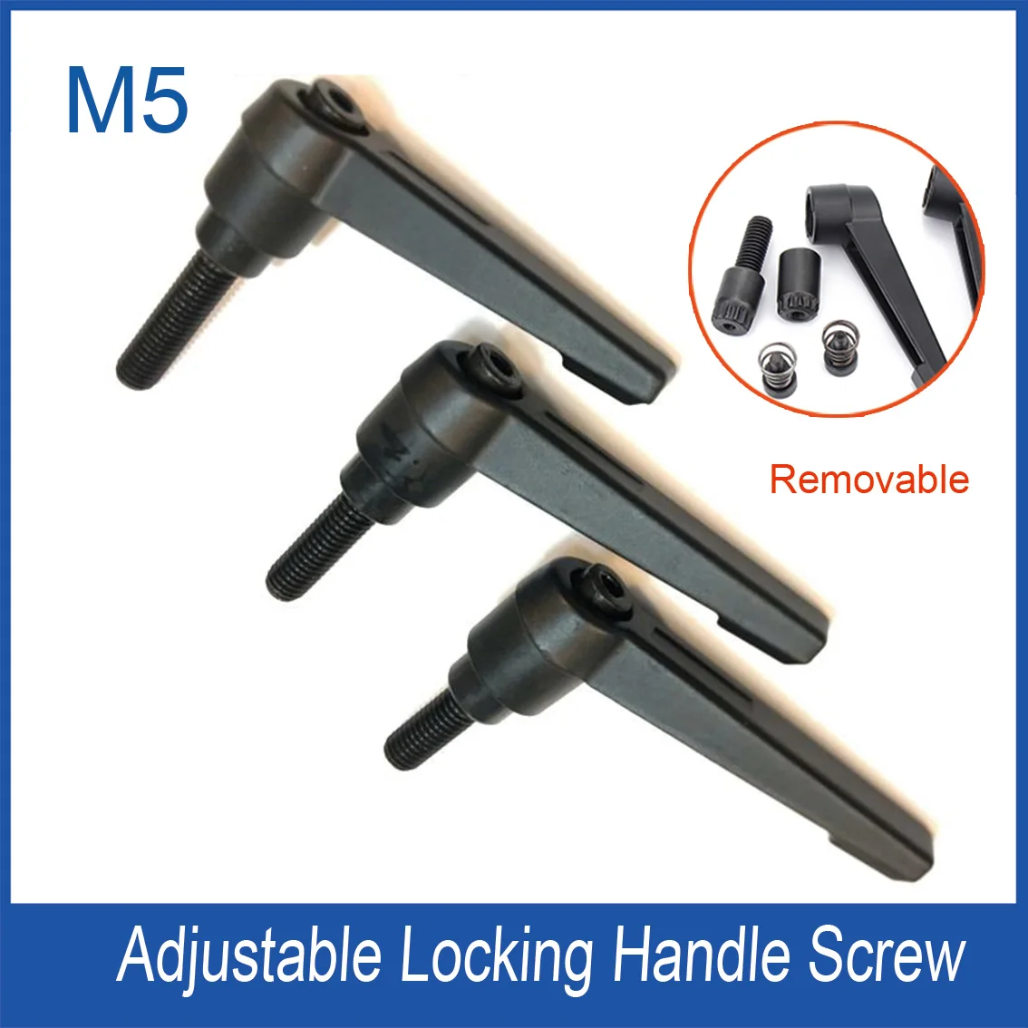 M5 External Male Thread Clamping Lever Handle Screw 50mm Adjustable Locking Knob For CNC Fixture 3D Printer Photography Tripod