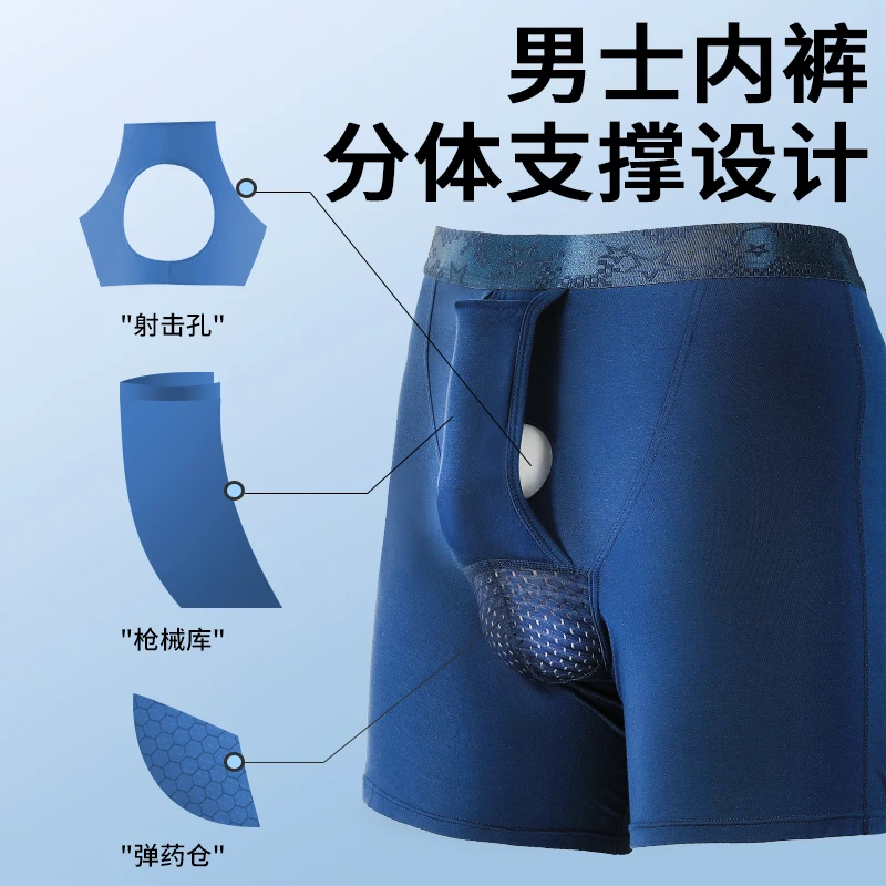 

5PCS Men's boxer shorts with bullet-style separation design, preventing leg chafing. These breathable underpants are equipped wi