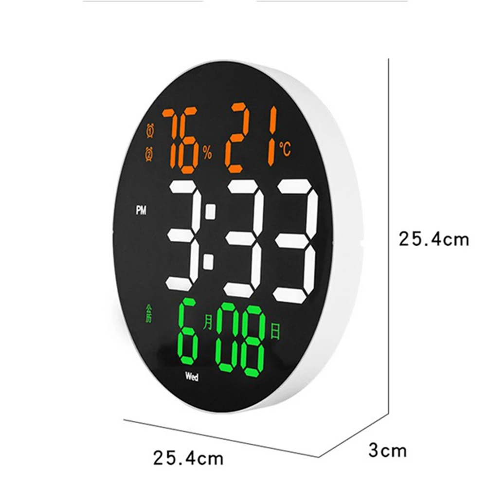 10 Inch Digital LED Wall Clock Date with Alarms and Temperature Thermometer Living Room Decoration