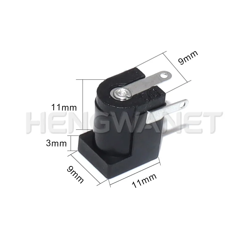 10pcs 5.5x2.1mm DC-005 Black DC Power Jack Socket DC Connectors Supply Barrel-Type Right Angle PCB Mount Terminal