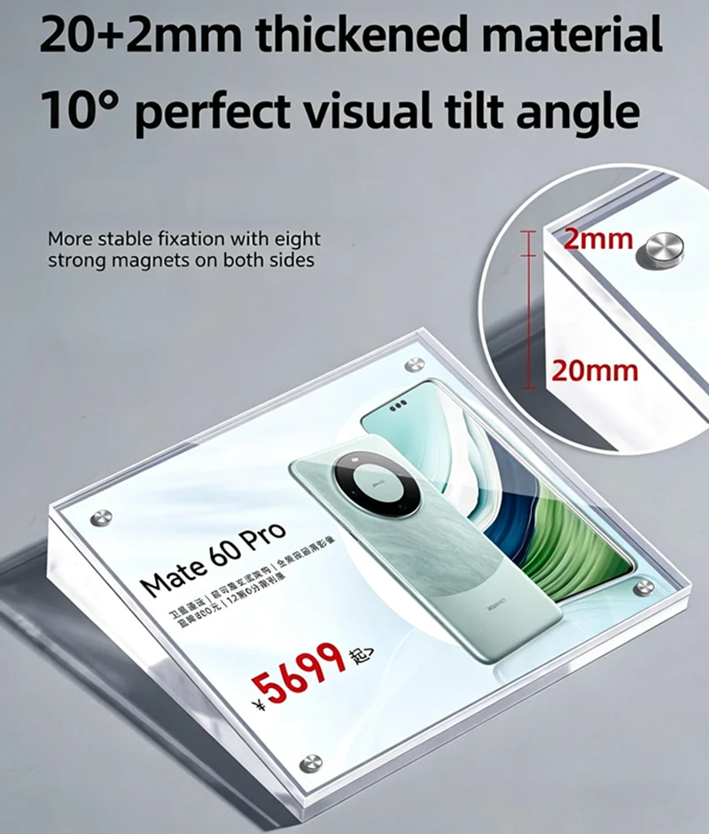 5 Pieces 90x55mm Magnetic Price Label Card Tags Table Number Place Card Menu Paper Holder Acrylic Sign Holder Display Stand