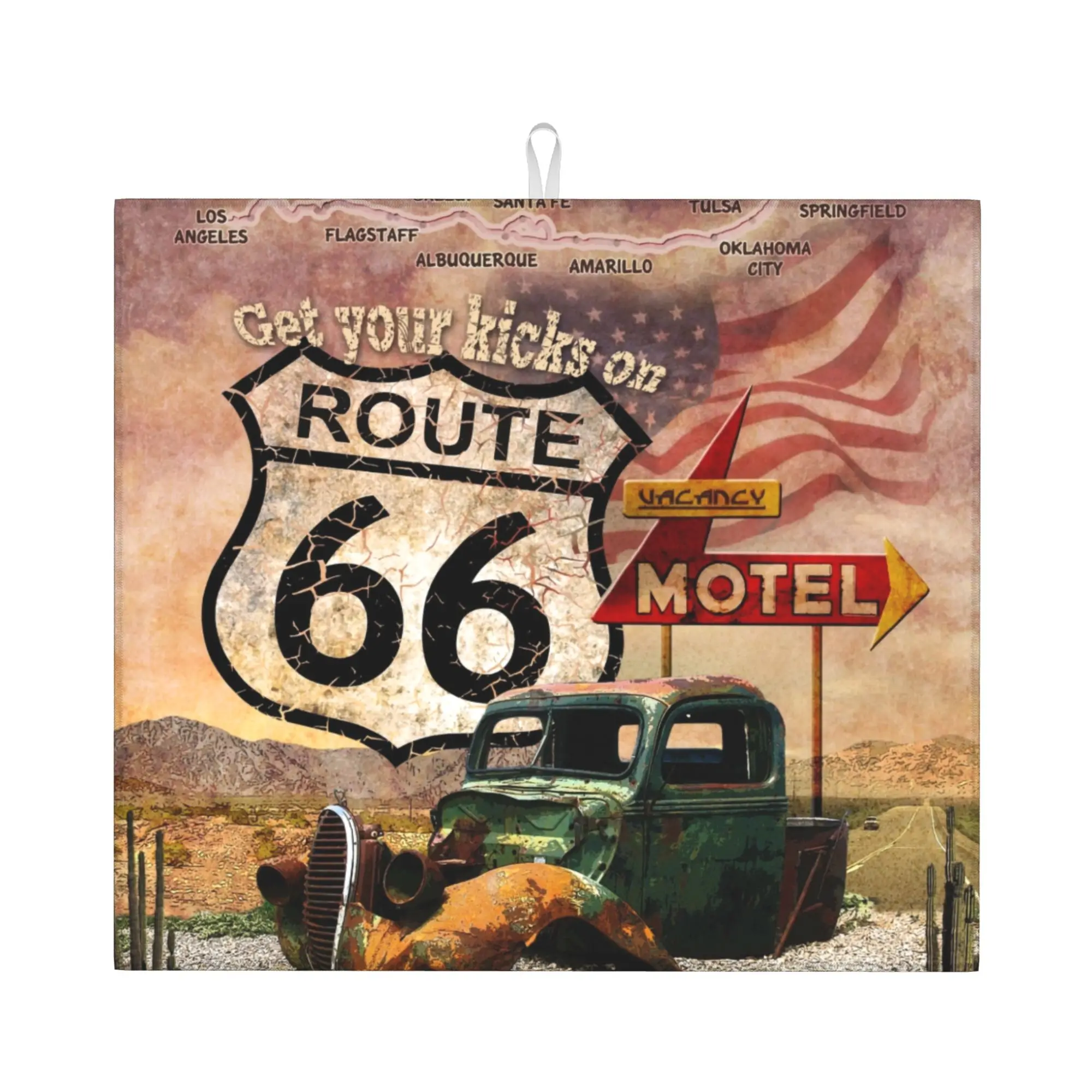 Ride The Route Non Slip Kitchen Counter Protector Mat Barware Tableware Biker Motorcycle Cruise America Highway Mat For Kitchen
