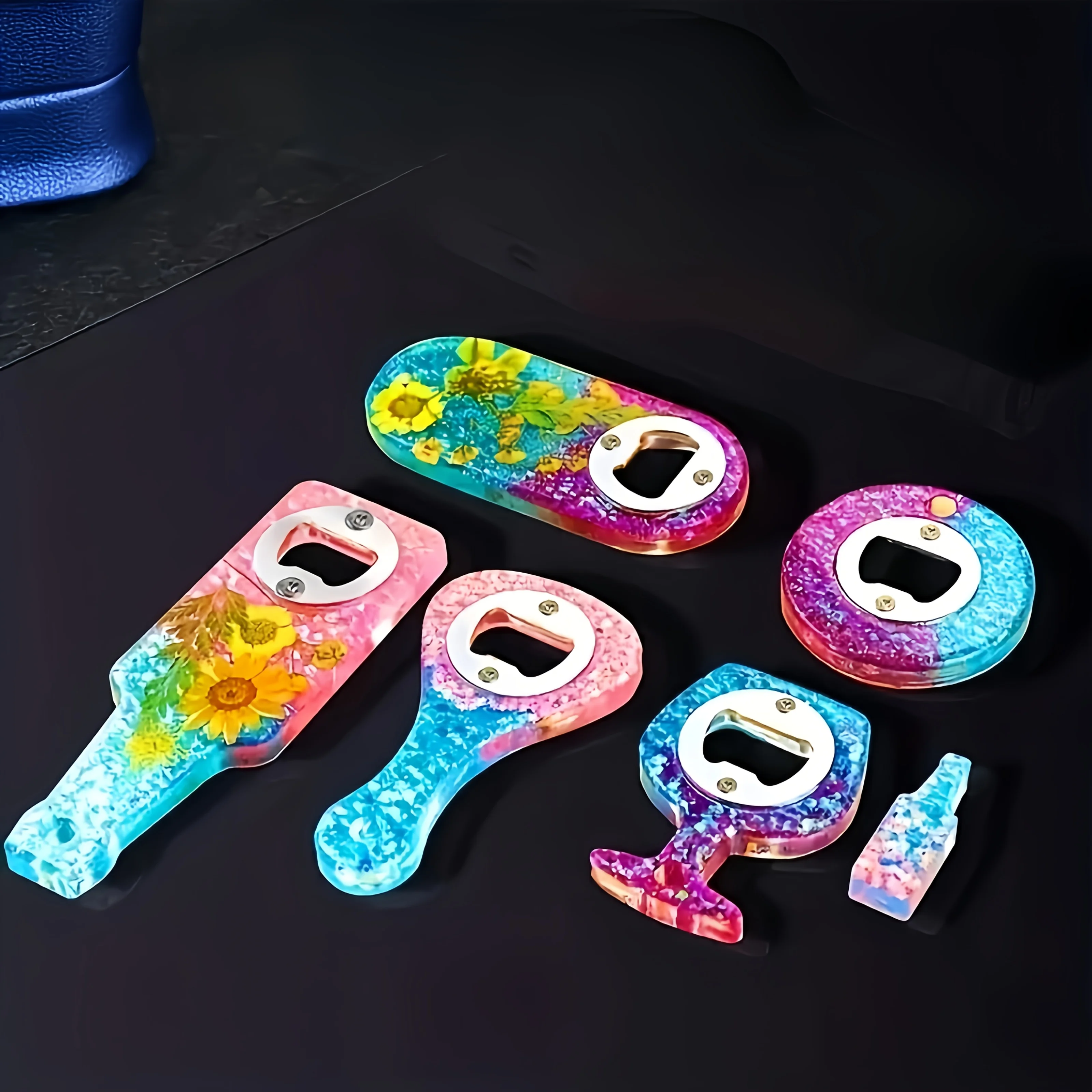 Resin Bottle Opener Mold Set, Beer Bottle Opener Silicone Mold for Epoxy Resin, Wine Bottle Opener Resin Jewelry Casting Mold, DIY Handicraft Making, Set Includes Mold and Tools