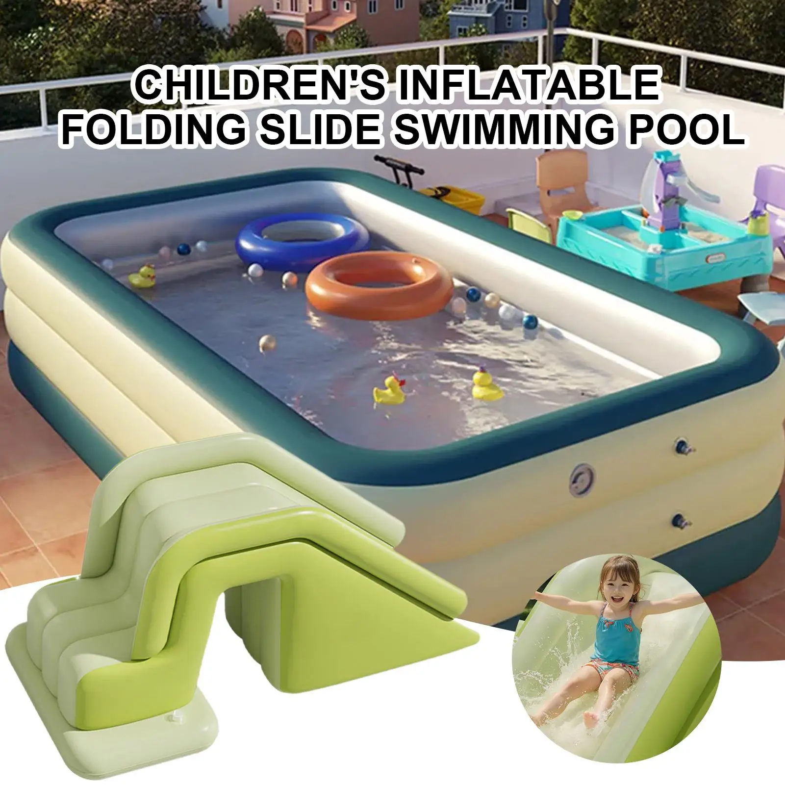 

Inflatable Slide Foldable Blow Up Pool Slide Non-Slip Family Gatherings Ramp For Boy Girl Outdoor Recreation Community Water