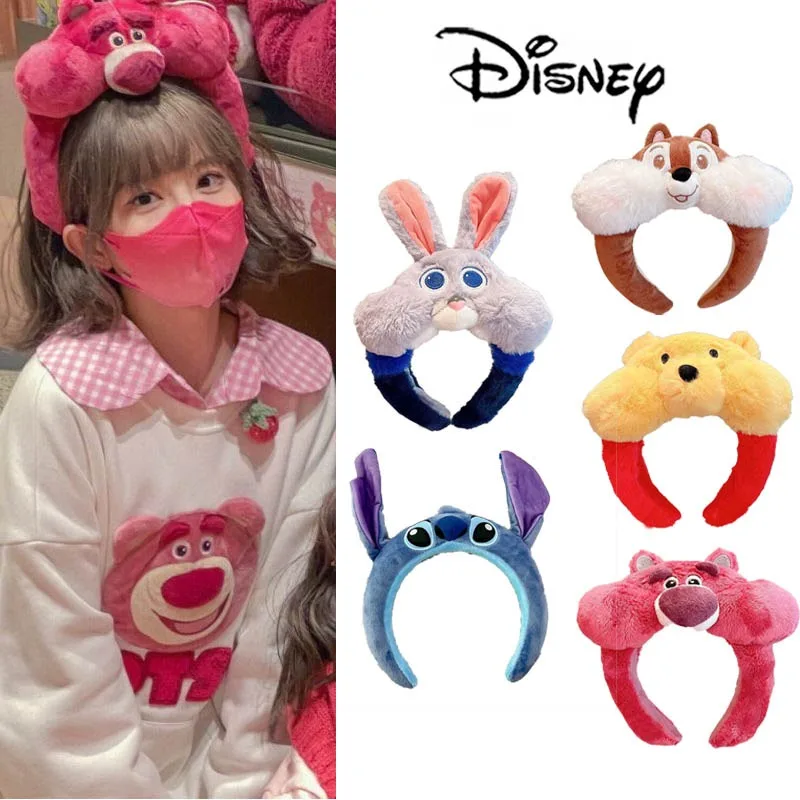 Disney Plush Headband Cartoon Stitch Pooh Bear hair decoration Festival Party Cosplay Headwear Accessories Toys make up props