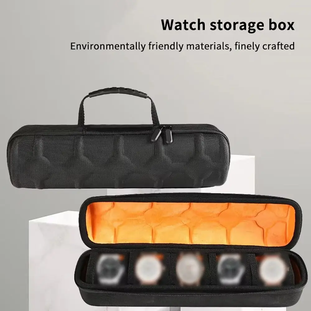 

1Pcs 5-Slots Watch Travel Case Roll Hard Shell Soft Foam Pillow Watch Carry Case Portable Watch Box Holder