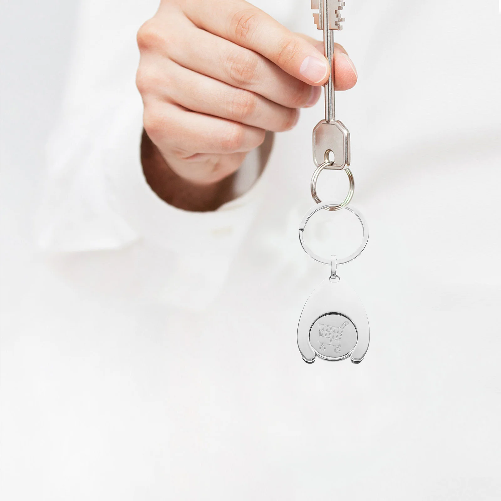 2 Pcs Cart Token Rust-free Keyring Shopping Trolley Pendant Small Chip Keyrings Metal Tokens