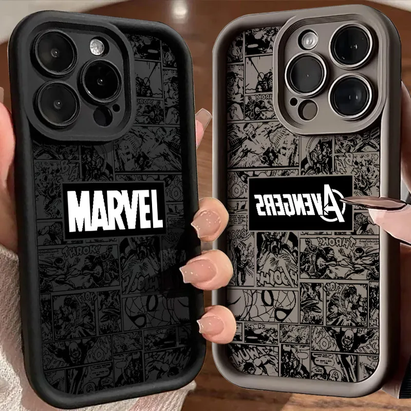 

Marvel Comics Avengers Logo Case For iPhone 16 15 11 13 14 12 Pro Max 15 Plus Mini Coque 16Pro Shockproof Silicone Phone Cover