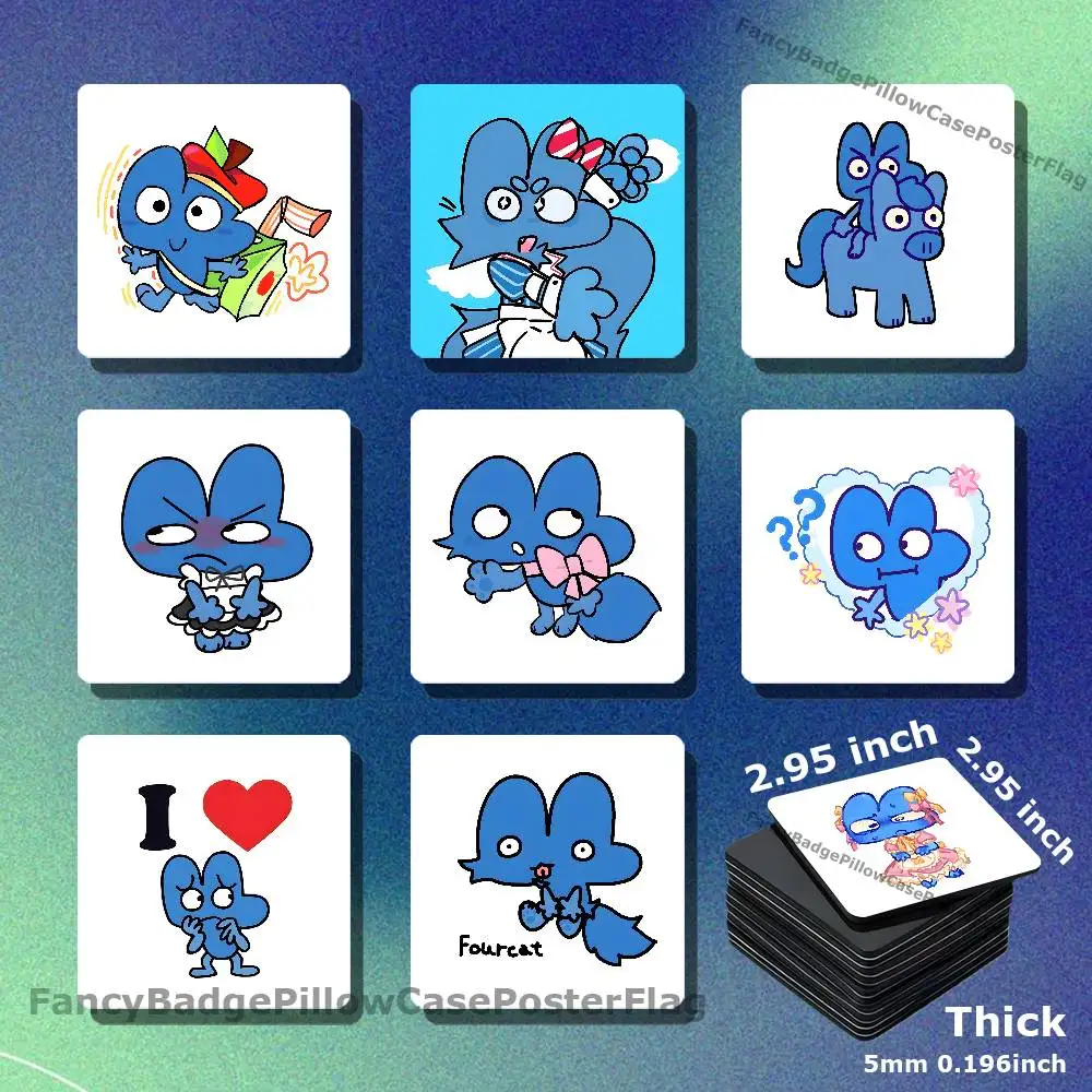 Four B-Battle For Dream Island BFDI Magnetic Square Refrigerator Sticker Creative DIY Acrylic Fridge Magnets Souvenir Gift