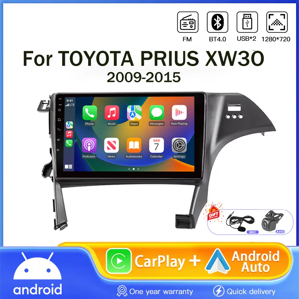 For Toyota Prius XW30 2009 2010 2011 2012 2013 - 2015 Android Auto Car Radio Video Multimedia Player Carplay GPS Navigation