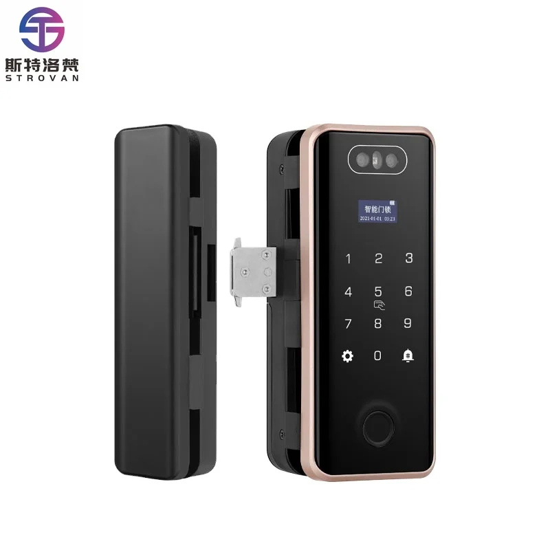 

Lock with Fingerprint Glass Door Lock with Knob Remote Control Smart Door Lock