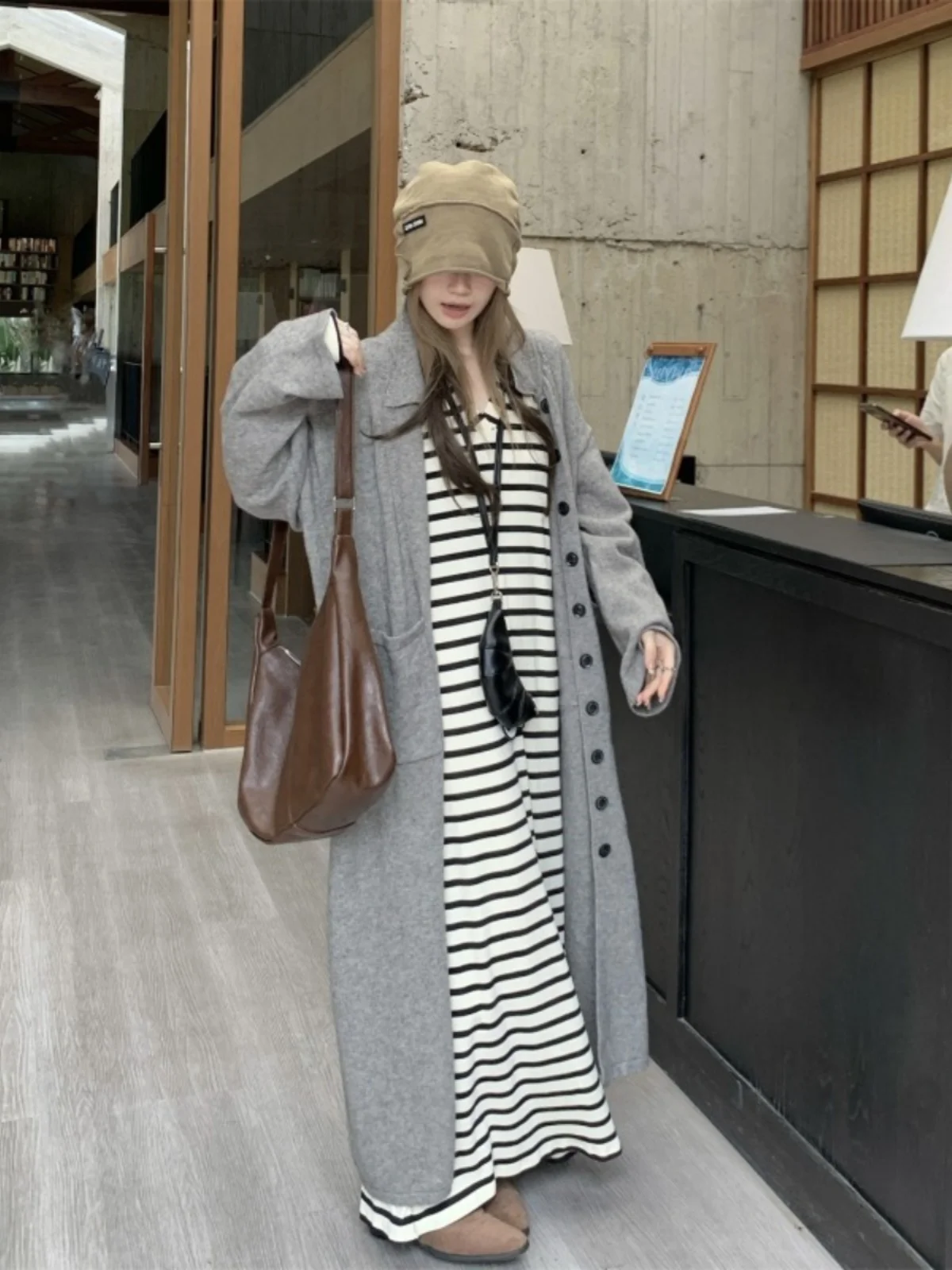 

plus Size Knitted Casual Ne Dr Women's Loose Fit Autumn New Sle Trendy Long Outerwear Comfortable Leisure Sle