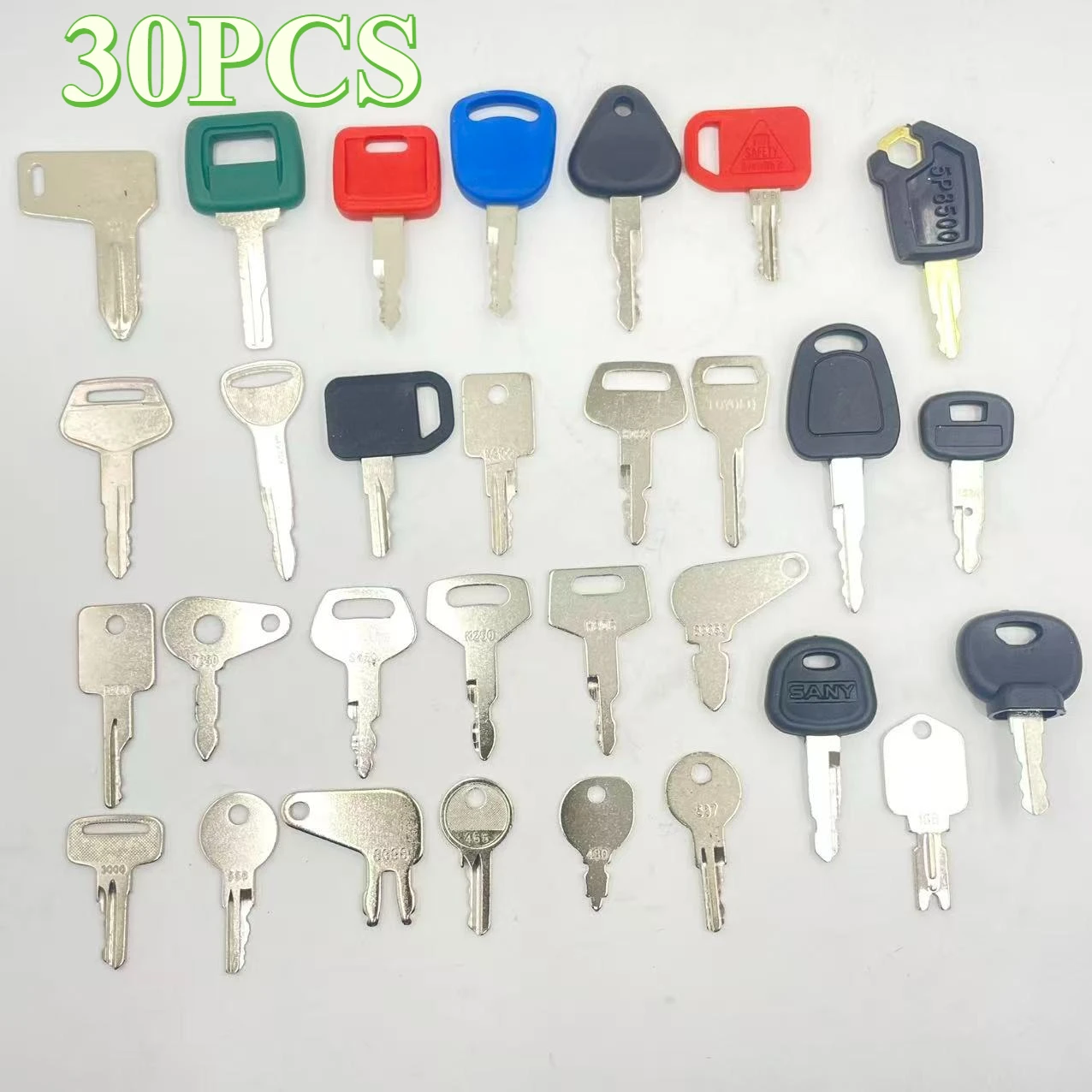 

30pcs Excavator Keys Heavy Equipment Construction Ignition Key For Kobelco BOBCAT Komatsu 5P8500 H806 14601 T250 83353 455