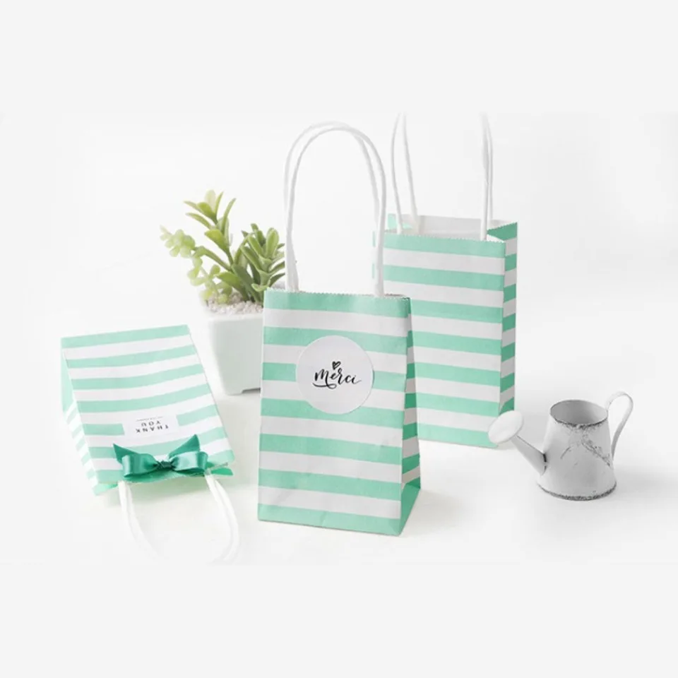 10/30/50 Stück Streifen/Punkte Hochzeitsgeschenke und Geschenke für Gäste Babyparty Geburtstag Party Dekorationen Kinder Papier Geschenktüten – Detail 2