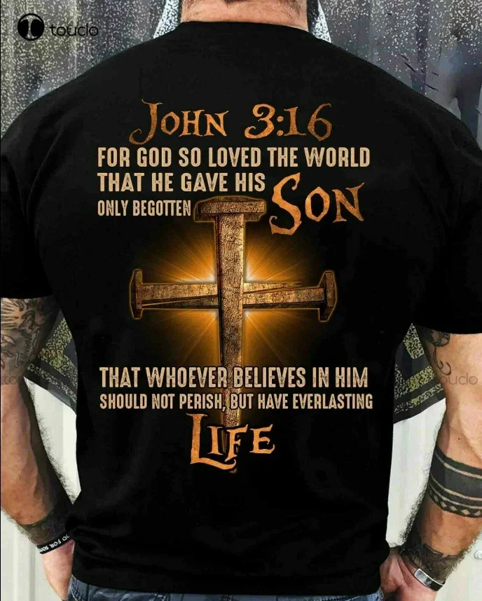 God So Loved The World Faith Christian Cross Bilble Jesus T Shirt Size S-5Xl Men'S T Shirts Custom Gift Xs-5Xl Streetwear New