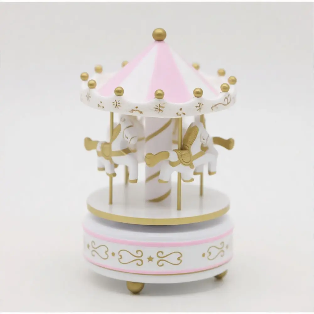 Carousel Music Box Merry Go Round Musical Keepsake Birthday Cake Decoration European Style Wooden Craft Home Ornament Xmas Gift