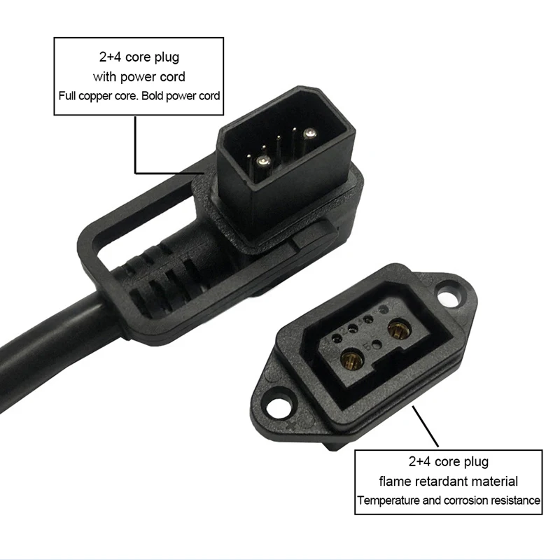 2+4 E-Bike Power Supply Socket Male Elbow Power Plug Cable Lithium Electric Battery Car Charging Male and Female Sockets