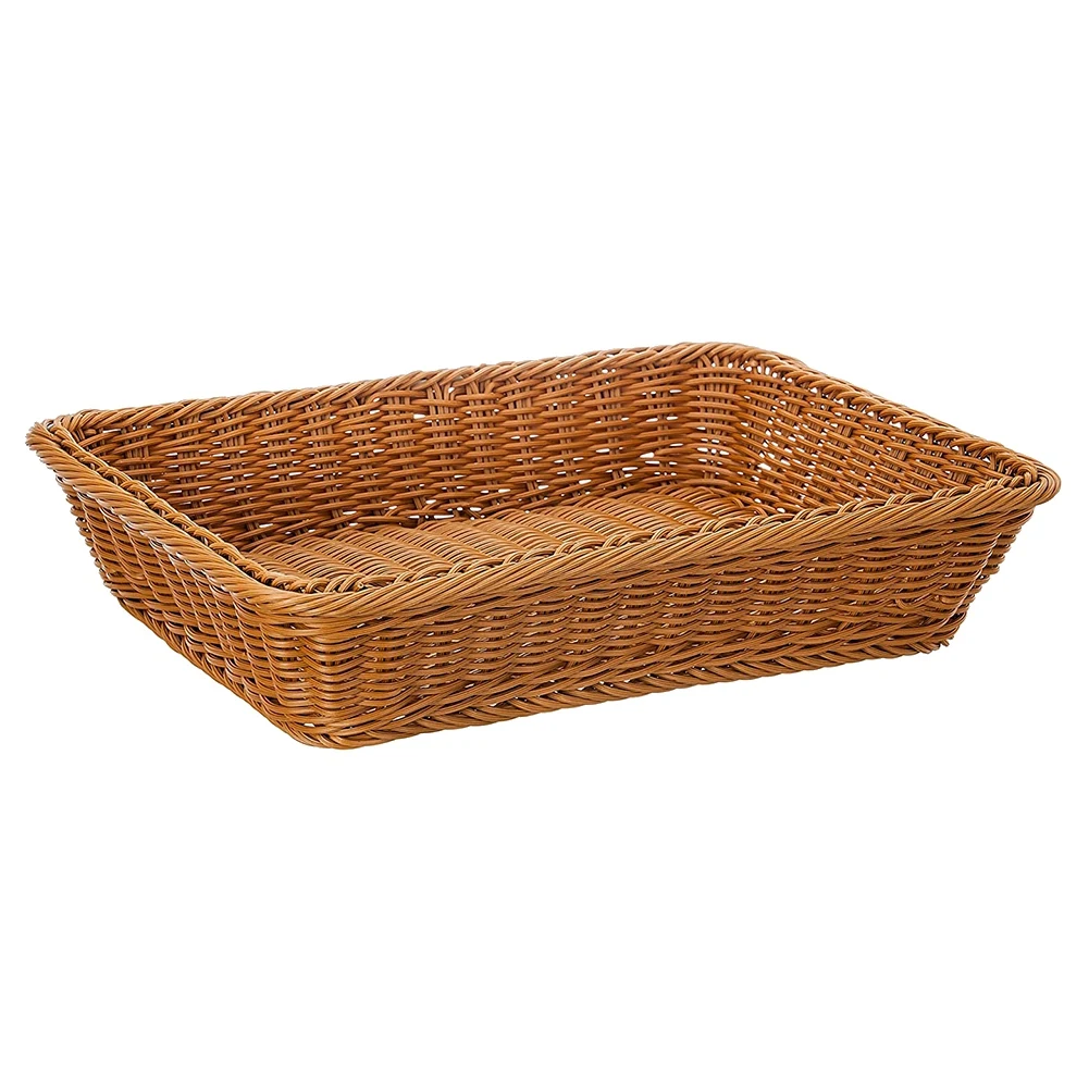 

H-W 16 Inch Wicker Storage Basket,Bread Basket Shop Supermarket Display Basket Woven Food Fruit Restaurant Serving Basket