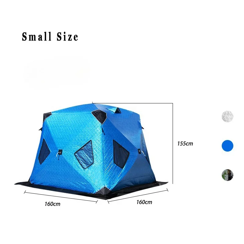 Outdoor Winter Fishing Camping Cotton Tent, Warm and Thick, Anti Cold and Ice Fishing House, Easy To Carry 2Doors 4windows Small