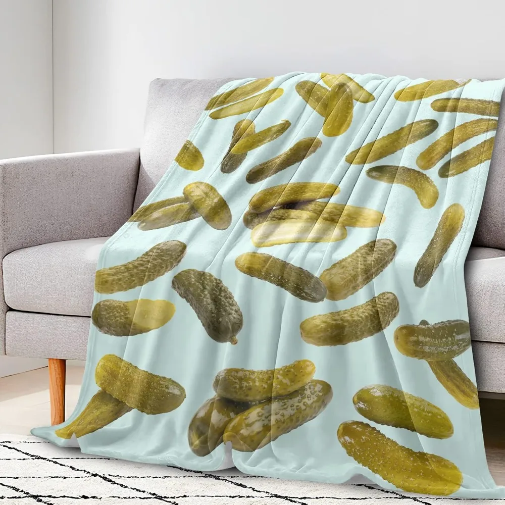 Dill Pickles Blanket Pickle Gifts for Women Girls Boys Soft Flannel Cozy Warm Lap Throw Blanket for Kids Adults