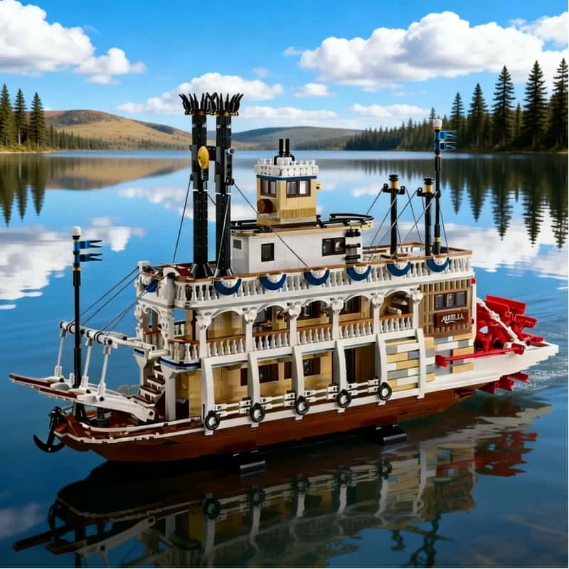 

2026 4090 Toys creative steamboat transport model river steamboat building block assembly toy Christmas birthday gift