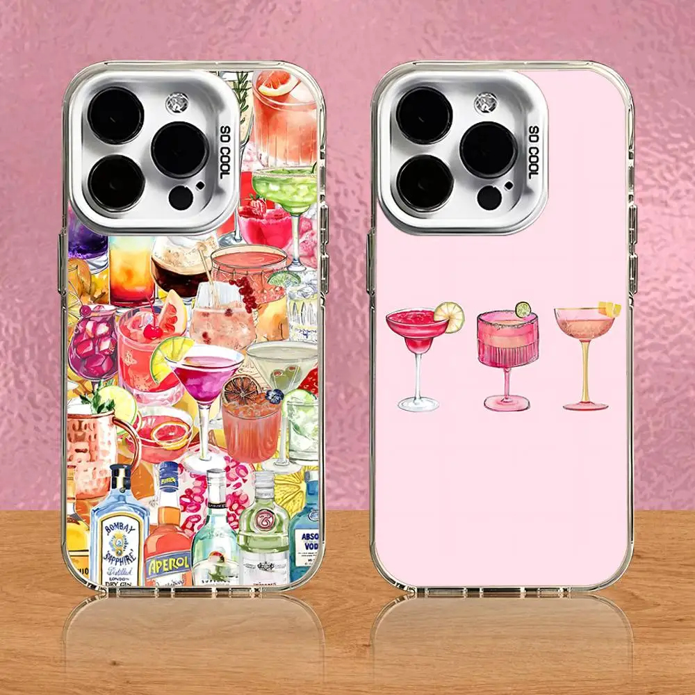

Summer Fruit Cocktail Phone Case For iPhone 16,15,14,13,12,11,Pro,Max,Plus,Mini,SE White Candy Matte Shockproof Cover