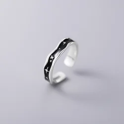 925 Sterling Silver Irregular Star Adjustable Finger Rings For Women Wedding Female Luxury Fine Jewelry  Promotions